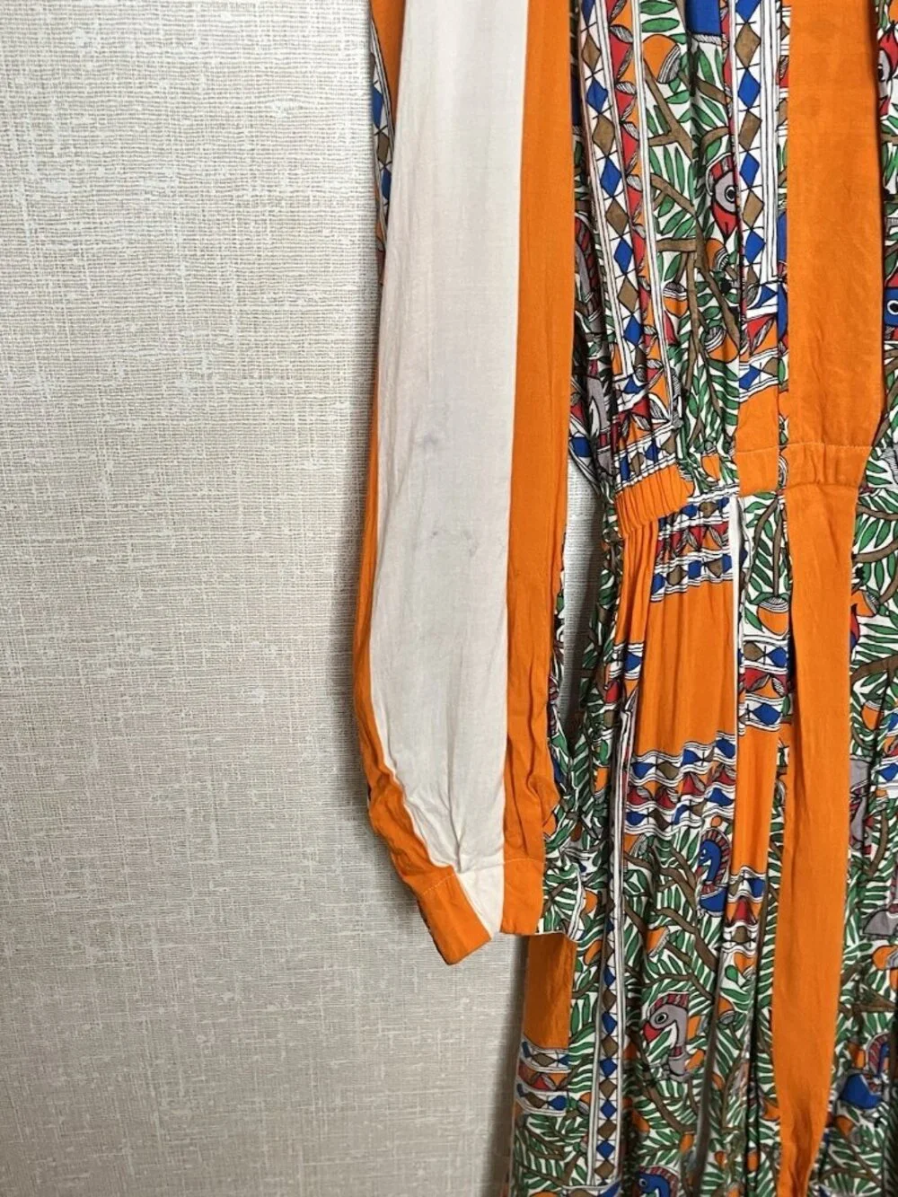Tory Burch Dress Sz 8 Orange Brd Botanical Prnt Long Sleeve Maxi Boho Resort